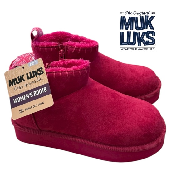 New Muk Luks Women's Augie Fuchsia Ankle Boots 7 - Picture 1 of 5